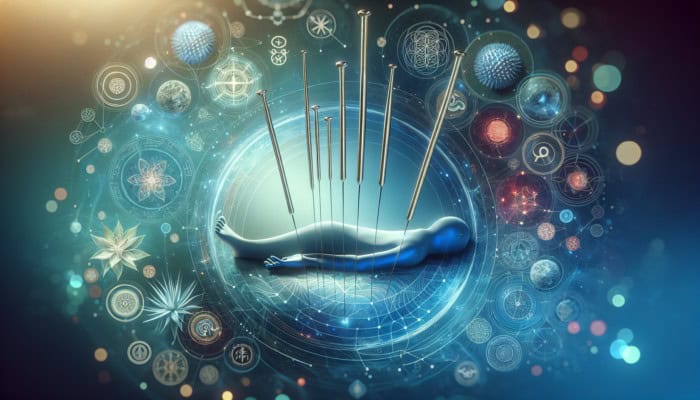Acupuncture for Fertility Support: Acupuncture treatment with needles enhancing fertility and wellness in a traditional Chinese setting.