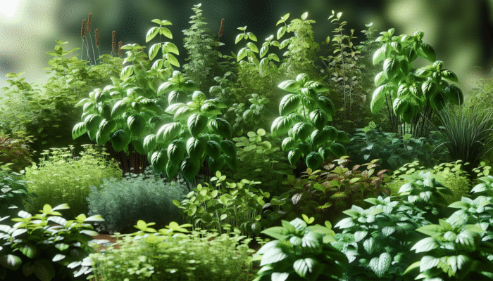 Best Beginner Herbs to Grow: Lush garden with vibrant basil, vigorous mint, and nutrient-rich parsley, ready for harvest in the UK.