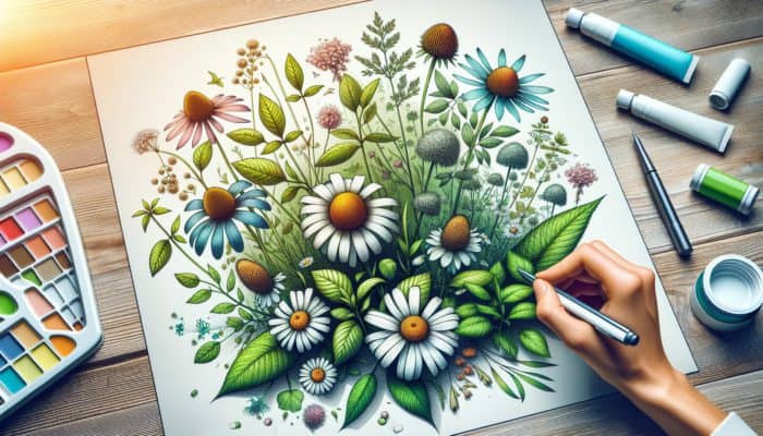 How to Test Herbs for Allergies: Common herbal allergens like chamomile, echinacea, and ragweed in a garden, labeled for allergy awareness.