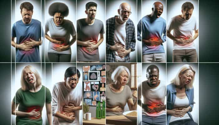 UK adults experiencing IBS symptoms like bloating, gas, and abdominal pain, affecting daily life.