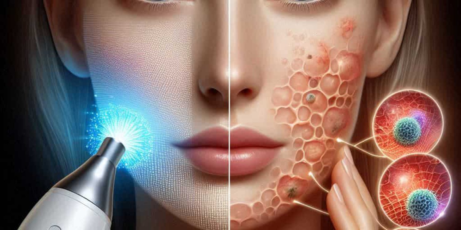 undergoing cosmetic facial shockwave therapy